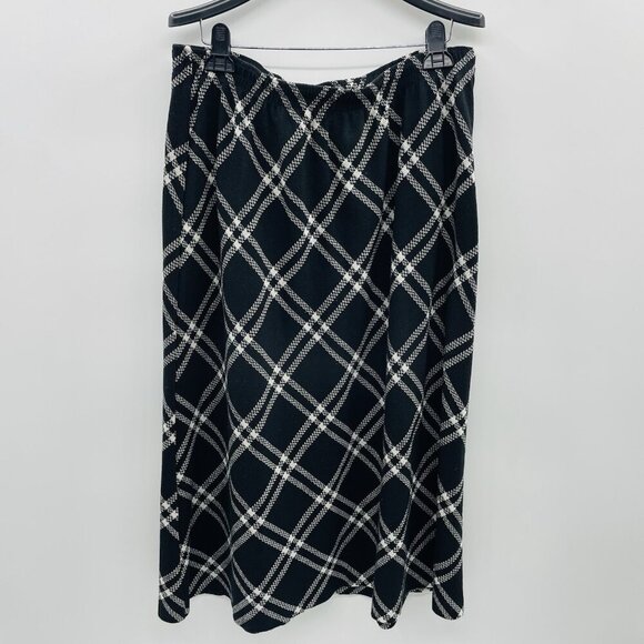 C.D. Cathy Daniels Womens Plus Size 1X Plaid Pull On Midi Skirt in Black/White - Picture 1 of 6